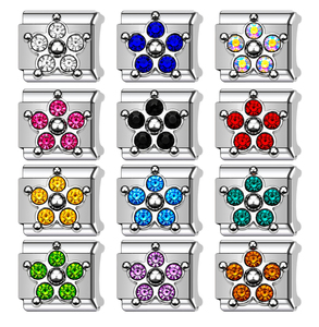 Nouveaux Breloques Modulaires Élastiques en Acier Inoxydable Style Italien avec Fleur en Cristal pour Bracelets DIY, Accessoires de Bijoux Soudés, Vente en Gros - Product Image 2