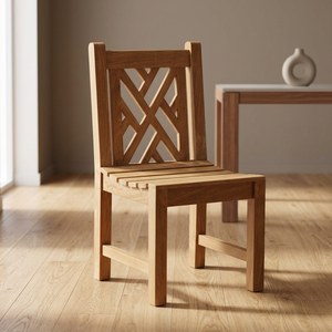 Chaise de jardin moderne en bois massif avec dossier au design géométrique, marque Enterenprise GC003, pour usage extérieur - Product Image 1