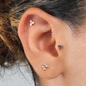 Boucles d'oreilles clous Giometal de luxe en <span class=keywords><strong>or</strong></span> massif 14 carats, motif cerise, haute qualité, pour <span class=keywords><strong>cartilage</strong></span>, bijoux fins, vente en gros directe usine - Product Image 6