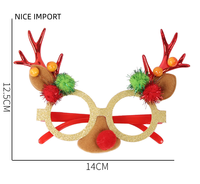 Lunettes de Noël style bois de cerf rouges, décoration de fête de Noël pour couples et enfants, monture de lunettes de Noël