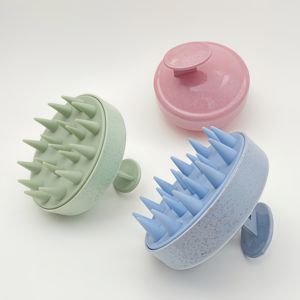 Cepillo de cuero cabelludo seco y húmedo de alta calidad masajeador de silicona de paja de trigo para el tratamiento de la caspa del cabello - Product Image 3