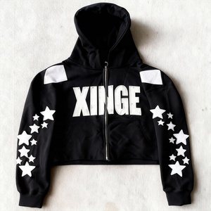 Novedad 2026: Sudadera con capucha extragrande 100% algodón, personalizada, estilo vintage, lavada y desgastada, para hombre, corte holgado, corta, con cremallera y bordado. - Product Image 2