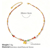 Collier ras du cou vintage en pierres naturelles contrastées avec pendentif éléphant en acier inoxydable, bijou polyvalent pour femme