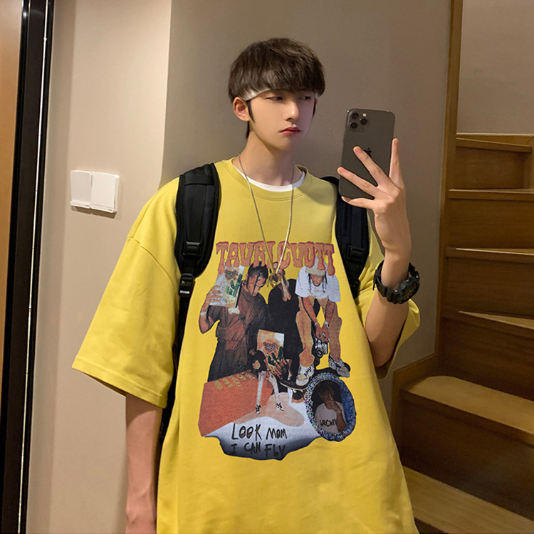 Yellow japanese streetwear hip hop t shirt