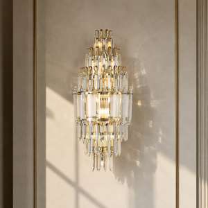 Aplique de Pared de Cristal y Latón de Lujo Moderno Hecho a Mano con 9 Luces para Dormitorio, Sala de Estar, Pasillo, Escalera, Villa, Hotel, OEM, ODM - Product Image 2
