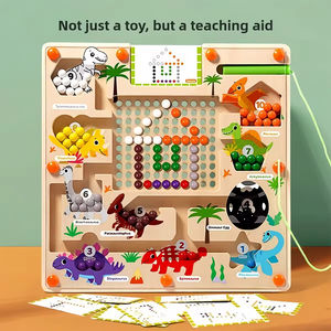 Gioco da Tavolo Educativo Montessori in Legno per Bambini, Tema Dinosauri, Labirinto Magnetico con Numeri Colorati, Regalo Educativo per <span class=keywords><strong>2</strong></span>-4 <span class=keywords><strong>Anni</strong></span> - Product Image 4
