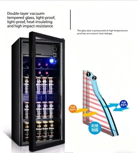 Mini Frigorifero in Legno con Porta in Vetro, Dispenser di Bevande Red Bull con Compressore, Frigorifero per Vino, <span class=keywords><strong>Frigo</strong></span> <span class=keywords><strong>Mobile</strong></span> per Ghiaccio - Product Image 5