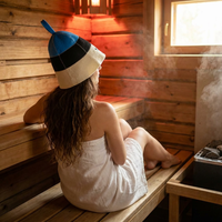 Lleva tus colores en tu cabeza con este gorro de sauna de lana pura que viste a la bandera al hombro mientras el calor se siente en el ambiente.