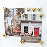 Aimants de réfrigérateur en forme de cœur romantique, finition plaquée or, ornement pour cadeau d'anniversaire de mariage, pince à photos pour réfrigérateur de cuisine