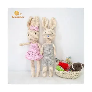 Muñecas de ganchillo hechas a mano, animales de peluche, decoración de guardería, juguete suave, conejo de pascua, regalo