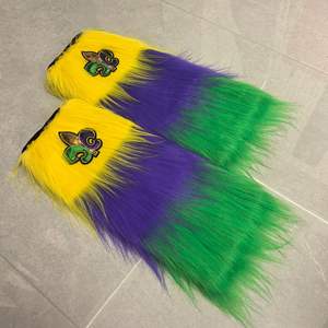 كرنفال الكبار ثلاثة ألوان مخطط أفخم مجموعة القدم مع الشعر الطويل ماردي غرا لوازم أداء الحزب لمهرجان حفلة موسيقية - Product Image 4