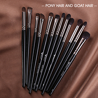 Ensemble Professionnel de 40 Pinceaux de Maquillage à Poils Naturels, Manche en Bois Noir, avec Logo Personnalisé et Marque Privée