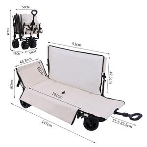 Carrito Plegable para Exteriores, Carrito Utilitario Plegable, Asiento Reclinable para Autocaravana, Asiento Expandible con Almacenamiento, Carrito de Camping Extensible - Product Image 2