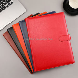 <span class=keywords><strong>A4</strong></span> suministros de oficina de negocios azul marino PU cuero personalizado Logo documento archivo anillo carpeta Padfolio cartera carpeta con Bloc de notas - Product Image 3