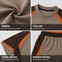 Ensemble 2 pièces personnalisé pour homme : T-shirt et short athlétiques en tissu tricoté performant avec empiècements contrastants pour le quotidien