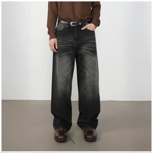 Jeans décontractés amples, lavage personnalisé délavé, pour les grandes tailles, vente en gros, élasthanne plus doux, pantalon vintage pour hommes - Product Image 4