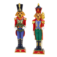 Redeco Offre Spéciale Noël Série Animal Chien Soldat Ornements Résine Artisanat Noël Casse-Noisette Figurines Pour Cadeaux Maison Déco