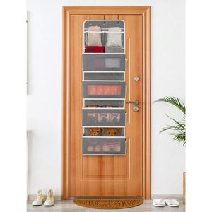 Durable Fabric Premium Over the Door 4 Pockets and Side Mesh Pocket Hanging Storage Organizer With Clear Window - Product Image 6