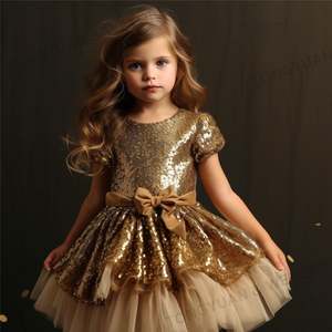 Kinder Gold Pailletten Phantasie Prom Kleid Prinzessin Kleid Baby Mädchen Party Geburtstags kleider - Product Image 3