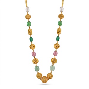 Collar Mala Antiguo de Plata 925 con Cuentas de Piedras Preciosas Multicolores, Joyería Étnica Tradicional, Cadena Larga para Mujer - Product Image 1