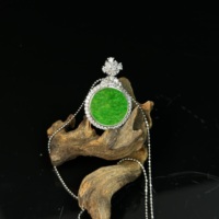Pendentif en jadéite birmane naturelle de qualité A, forme ronde, jadéite verte de haute qualité, pendentif en jadéite pour femmes, cadeau en jadéite (avec NGTC)