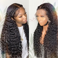 Peluca frontal de encaje HD de cabello humano 13x6 de 200 densidad, pelucas rizadas de encaje frontal 13x4 de onda profunda brasileña para mujeres afroamericanas