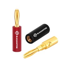 Connecteur de haut-parleur banane plaqué or 24 carats RASANTEK 4 mm avec vis de verrouillage à connexion rapide pour câble audio d'amplificateur