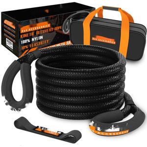 Corde de récupération cinétique, 48000 lb (1po x 30ft noir) Extreme Duty 30% élasticité énergie Snatch Strap pour véhicule tout-terrain <span class=keywords><strong>4x4</strong></span> - Product Image 1