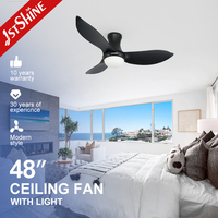 Ventilateur de plafond encastré noir 1stshine de 48 pouces avec lumière LED, moteur DC, 3 pales en ABS, télécommande, 110V