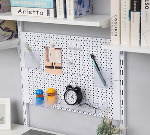 Tấm bảng treo tường đa năng bằng thép, bảng tổ chức đồ dùng treo tường, tấm lưu trữ dụng cụ với hệ thống ray treo tường - Product Image 2