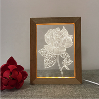 Großhandel Massivholz Rahmen 3D LED Licht Holz Foto Rahmen Mit LED