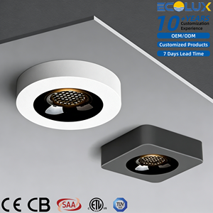 Lámpara de Techo <span class=keywords><strong>LED</strong></span> Ecolux Moderna CE 7W, Ultrafina, Redonda/Cuadrada, Blanca/Negra, de Superficie - Product Image 1