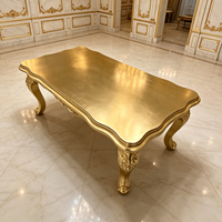 Table basse carrée de style européen, faite à la main, avec cadre en chêne antique et plateau en marbre, meubles de salon