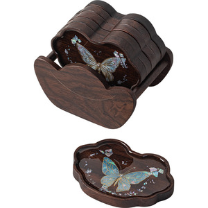 Ebony Butterfly <b>Teacup</b> Coaster Irregular Shape Chinese Style Heat Insulating Tea Tray - Product Image 5