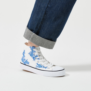 XRH Offre Spéciale brodé haut chaussures <span class=keywords><strong>en</strong></span> <span class=keywords><strong>toile</strong></span> fond plat blanc à lacets femmes <span class=keywords><strong>toile</strong></span> chaussures à la mode pour les femmes - Product Image 6