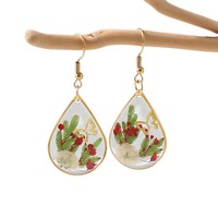Anting-anting bunga awet bentuk tetesan air retro dari akrilik & resin - Hadiah bergaya vintage hutan yang manis dan feminin