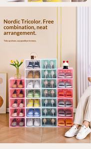 صندوق أحذية بلاستيكي شفاف مستطيل الشكل جديد لعام 2025، سعة 18 لتر، قابل للتكديس، لتنظيم وتخزين الأحذية - Product Image 5