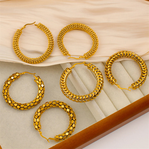 Luxury Fish Scale Hoop Earrings 18K Gold Plated <strong>Stainless</strong> <strong>Steel</strong> Elegant Dangle Earrings for Women Vacation <strong>Jewelry</strong> - Product Image 5