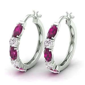 Orecchini da Donna E2408 in Oro Bianco con Diamanti e Zaffiri Taglio Brillante Rotondo, Certificati GIA, Stile Classico per Matrimonio - Product Image 3