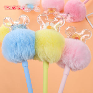 कार्टून <span class=keywords><strong>Pompon</strong></span> पोम कलम स्कूल स्टेशनरी प्यारा बच्चों छात्र गेंडा शराबी गेंद जेल पेन 2660 - Product Image 5