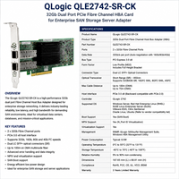 Carte HBA Fibre Channel PCIe double port Q Logic QLE2742-SR-CK 32 Go pour serveur de stockage SAN d'entreprise