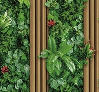 Papier peint PVC floral moderne pour usage hôtelier, design mural imperméable avec plantes vertes artificielles