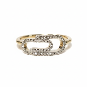 Anillo de clip de papel antiguo, anillo de diamante cultivado en laboratorio de corte redondo delicado, anillo de compromiso de oro Chapado en dos tonos para mujer, regalo de joyería - Product Image 1