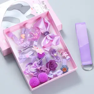 New Style Korean Fashion Cute Beautiful Children's Hair Accessories 18 Piece Sets Hair Clip Sets Rubber Hairpin