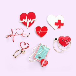 Bros Medis Pin Perawat Stetoskop Jantung Elektrokardiogram Enamel Pin Kerah Lencana Perhiasan Logam Hadiah untuk Dokter Grosir - Product Image 5