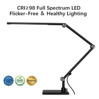 Lampe de bureau LED pliable en métal, double source lumineuse, gradation tactile/couleur CRI95, adaptée à l'étude, à la lecture, au dessin, à l'utilisation au bureau