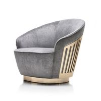 Fauteuil pivotant d'appoint en acier inoxydable de luxe, fauteuil rembourré en velours pour hôtel, villa, salon