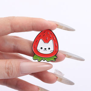 Cartoon Fruit Kat Email Spelden Grappige Schattige Aardbei Banaan Tomaat Kat Broches Revers Badge Sieraden Groothandel Voorraad - Product Image 4