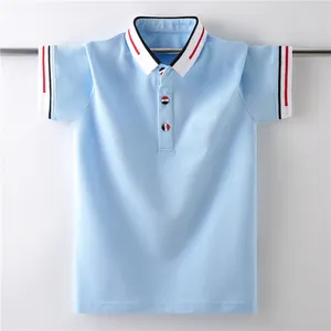 사용자 정의 브랜드 220 Gsm 폴리 에스터 스판덱스 빈 골프 폴로 셔츠 고품질 도매 소년 어린이 폴로 티셔츠