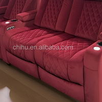 Sièges VIP électriques modernes Home Cinema Power Inclinable Ensemble de canapés de théâtre en cuir véritable avec console rabattable